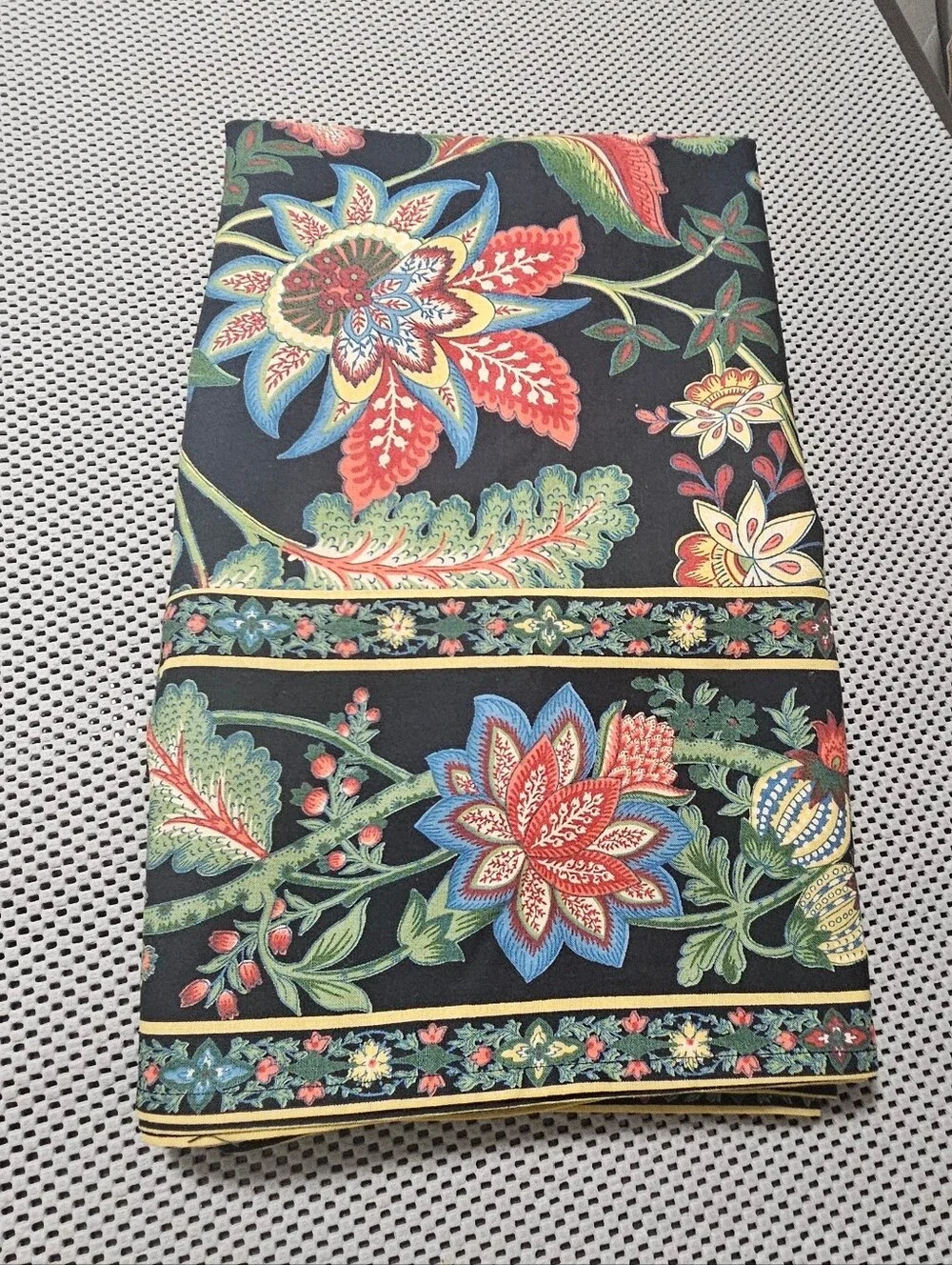 April Cornell Black Floral Cotton Tablecloth - Large 59x115